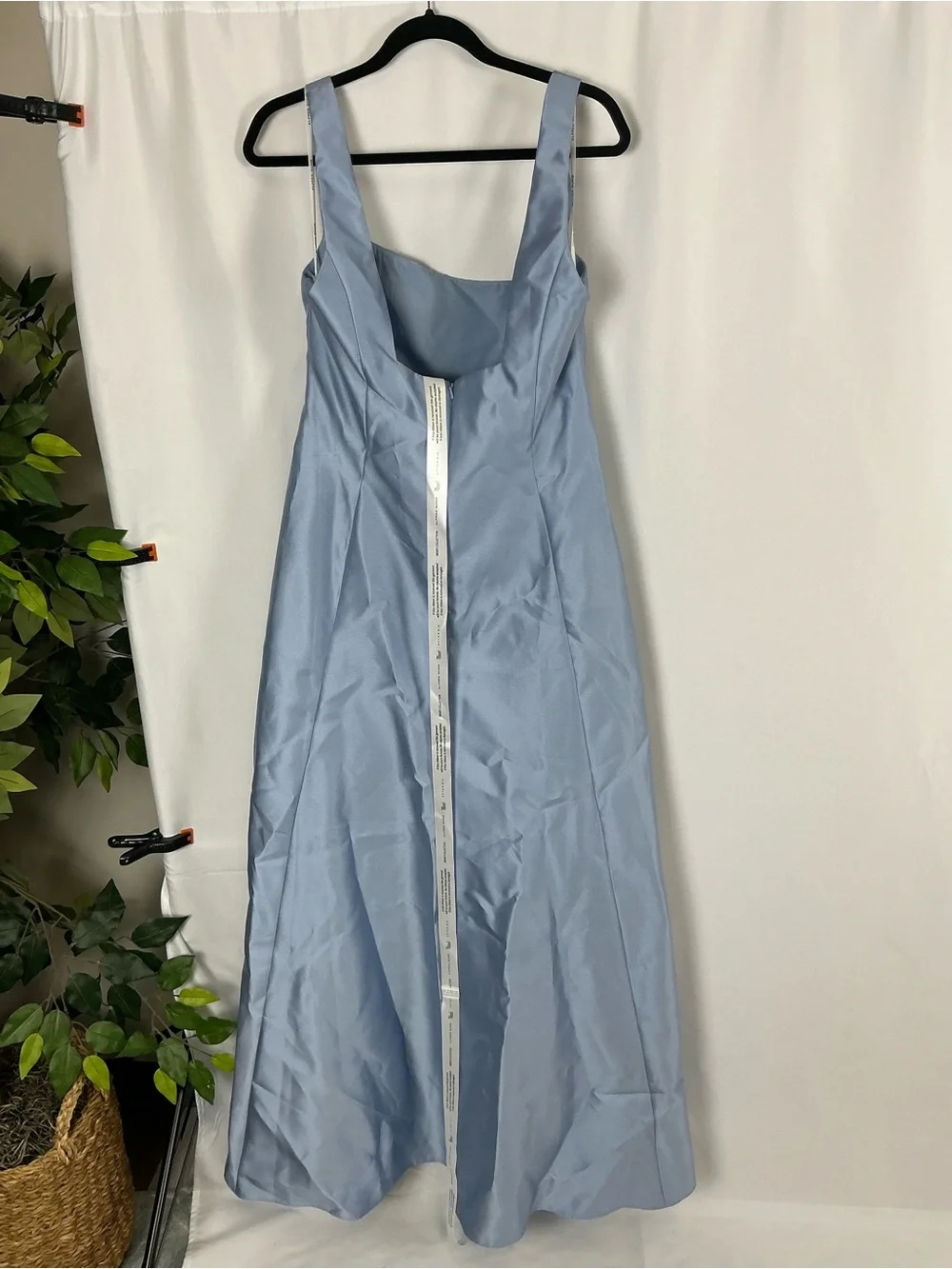 ALFRED SUNG Cloudy Blue Sleeveless Square-Neck Satin Gown - Picture 5 of 7